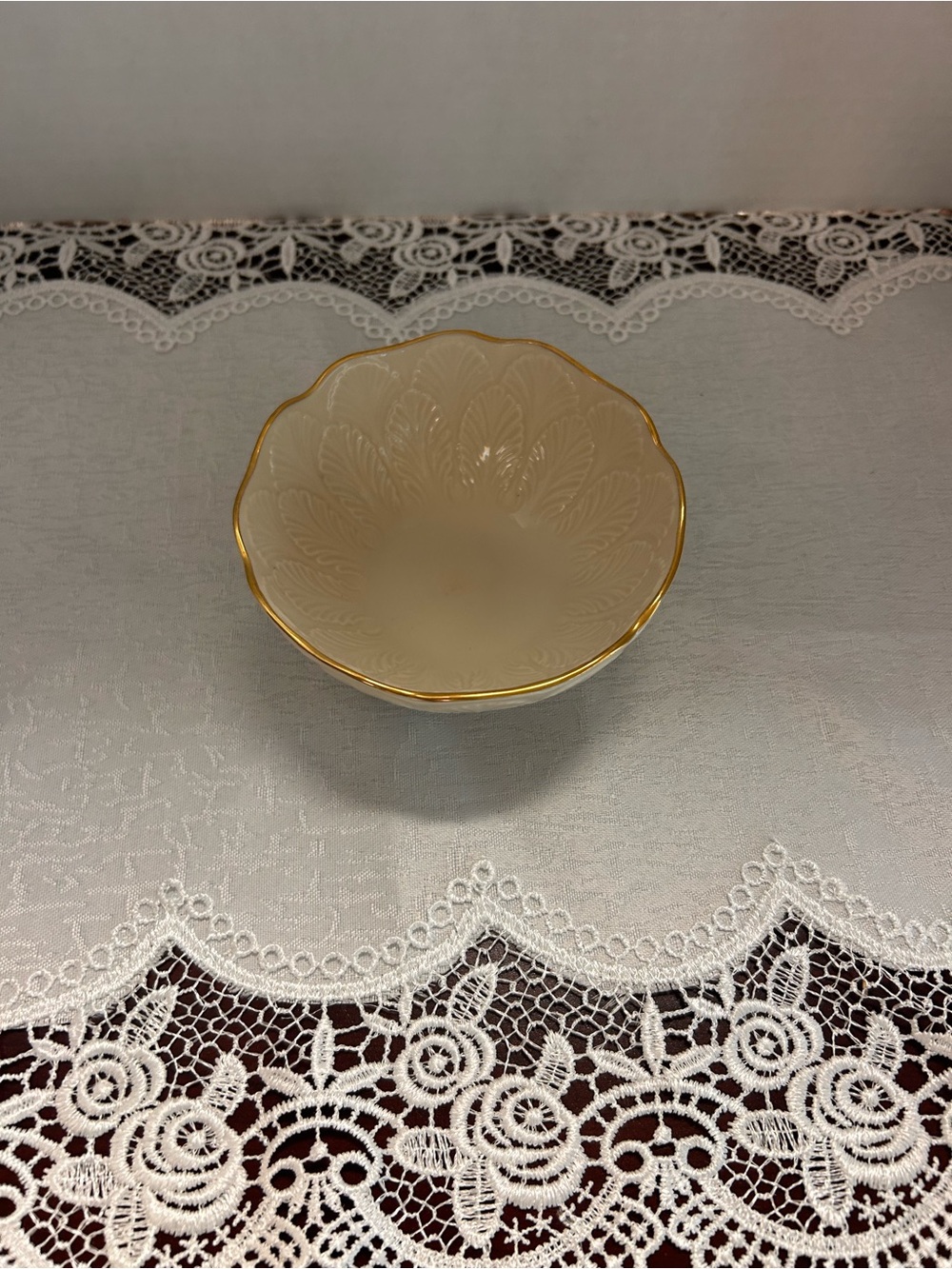 Vintage Lenox Greenfield Collection Bon-Bon Candy Dish Bowl 4.5" Gold Trim USA
